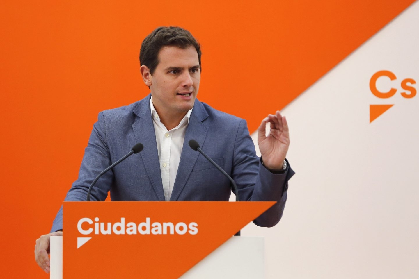 El presidente de Ciudadanos, Albert Rivera, en rueda de prensa.