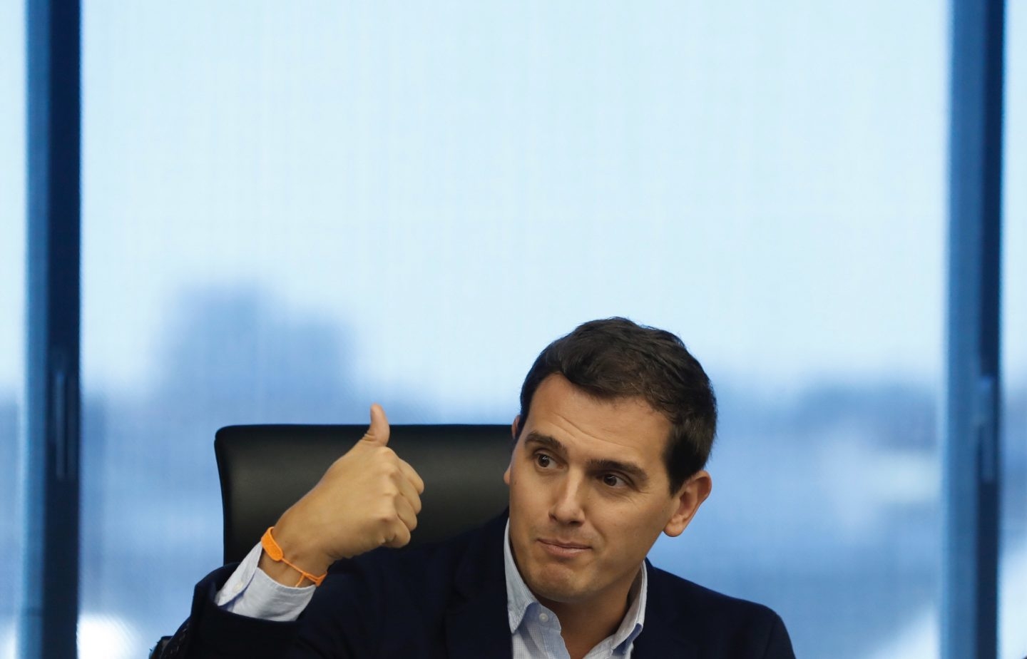 El presidente de Ciudadanos, Albert Rivera, durante su intervención en la reunión que el grupo parlamentario.