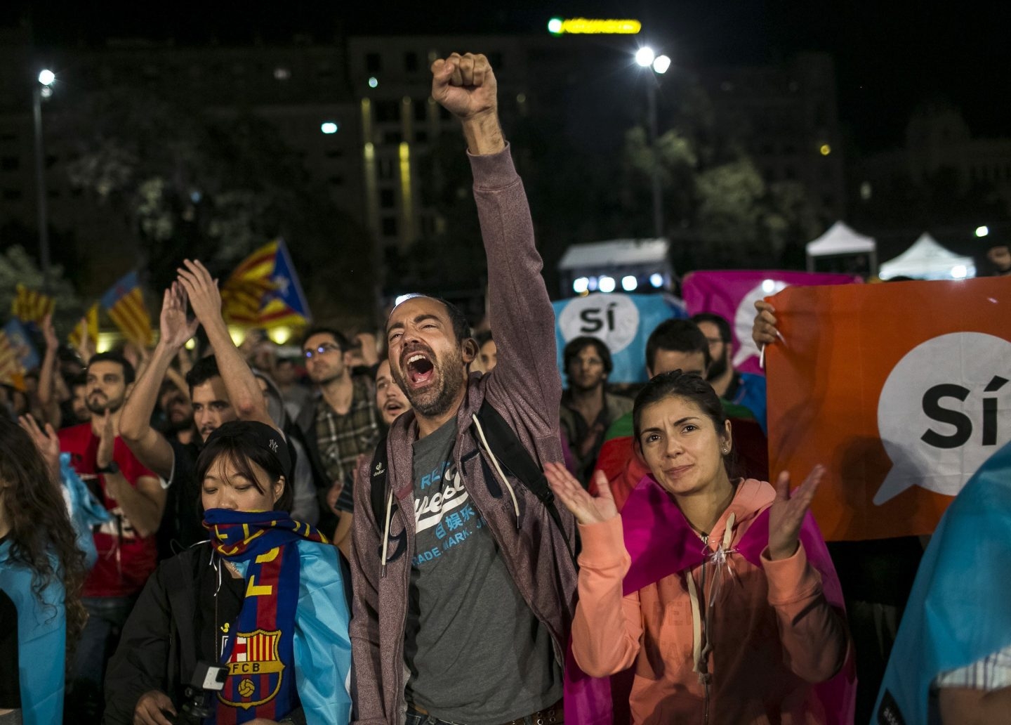 Concentración de ANC en la plaza de Cataluña el 1-O.