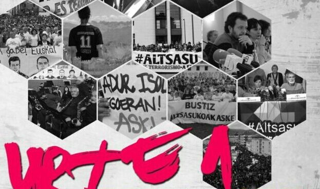 Cartel anunciador de las movilizaciones en apoyo a los acusados al cumplirse un año de los altercados en Alsasua. Cartel anunciador de las movilizaciones en apoyo a los acusados al cumplirse un año de los altercados en Alsasua.