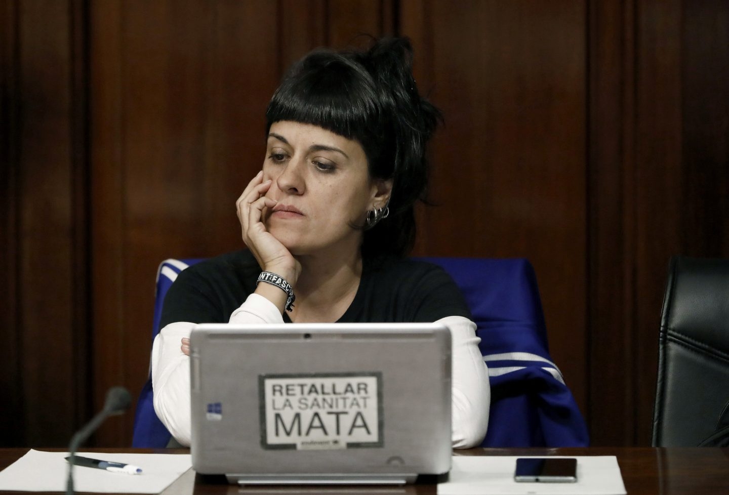 Anna Gabriel (CUP), en su comparecencia en el Parlament.