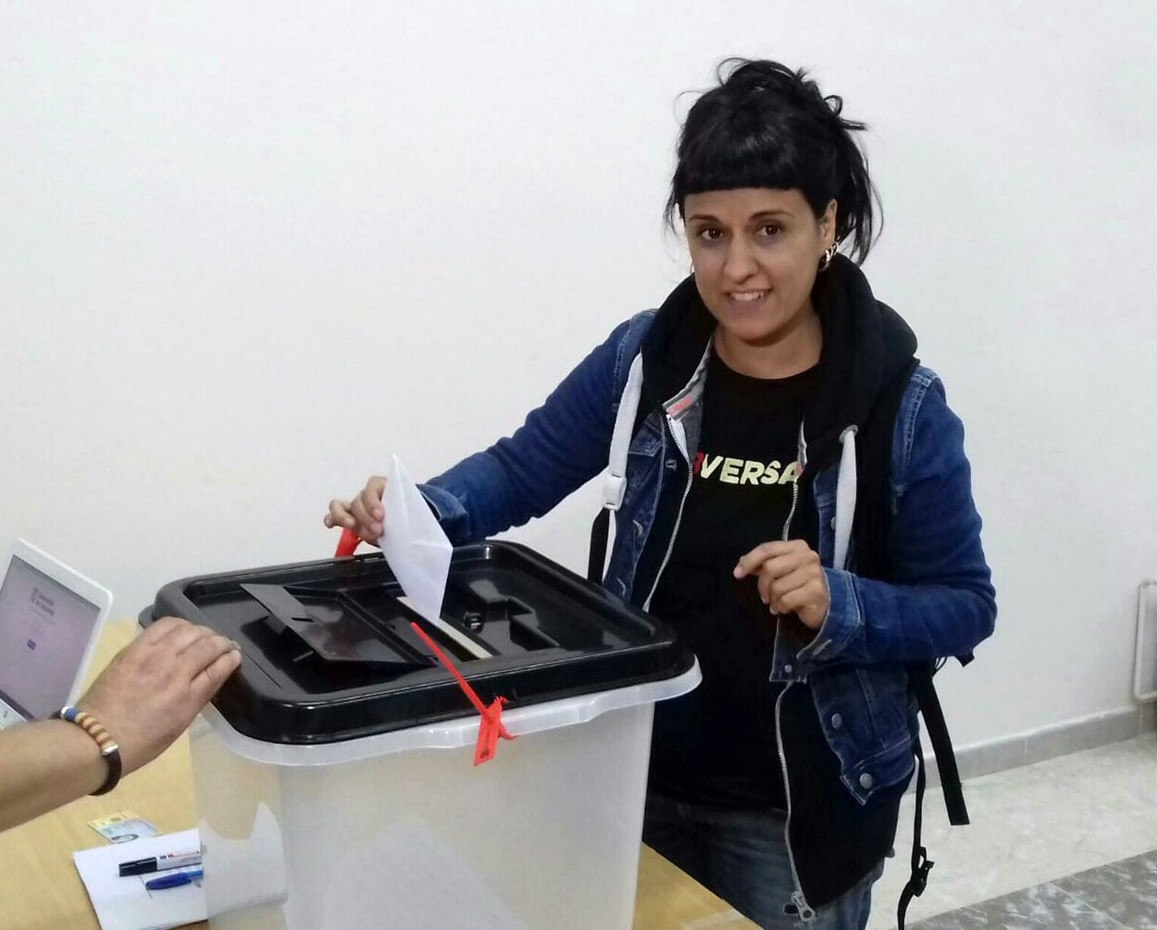 Anna Gabriel, votando el pasado 1-O en un colegio de Sallent de Llobregat (Barcelona).