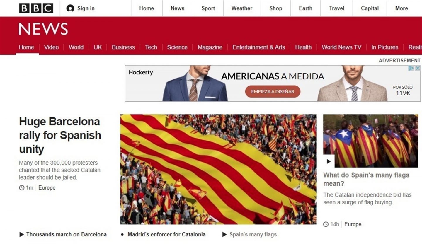 Los medios internacionales se hacen eco de la "gigantesca" manifestación a favor de la unidad en Barcelona