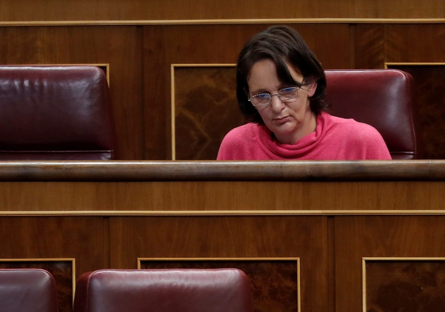 La diputada Carolina Bescansa, en su escaño.