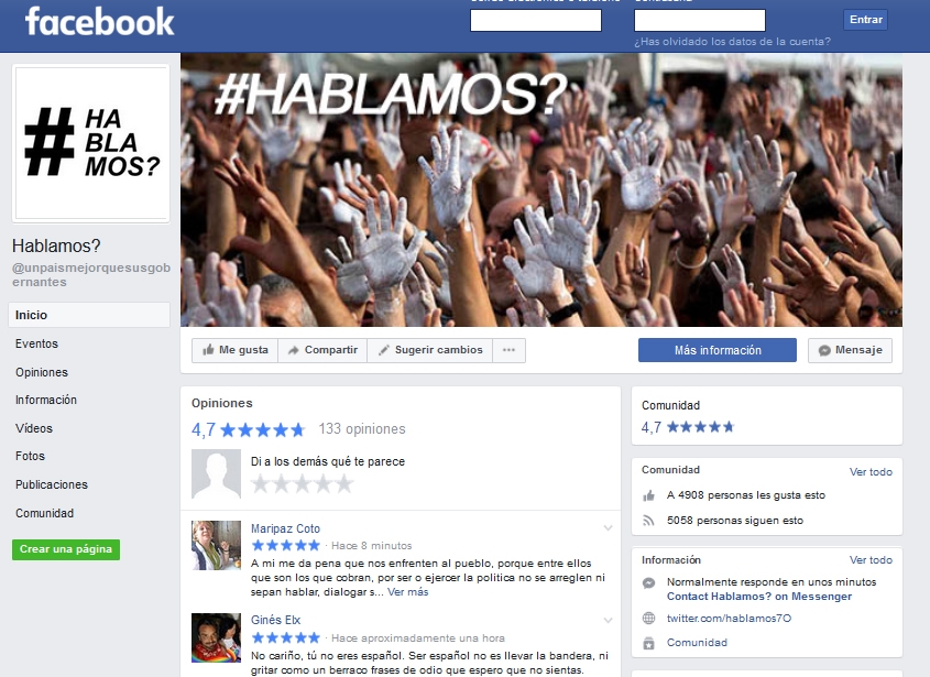 Imagen del perfil de Facebook de la convocatoria 'Hablemos'.