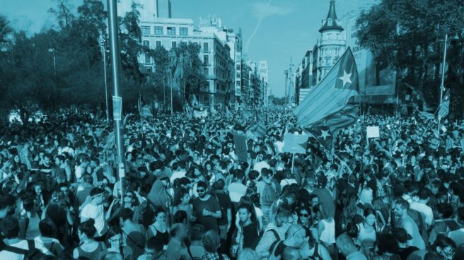Cataluña_esteladas Banderas independentistas durante la huelga celebrada en Cataluña este martes.
