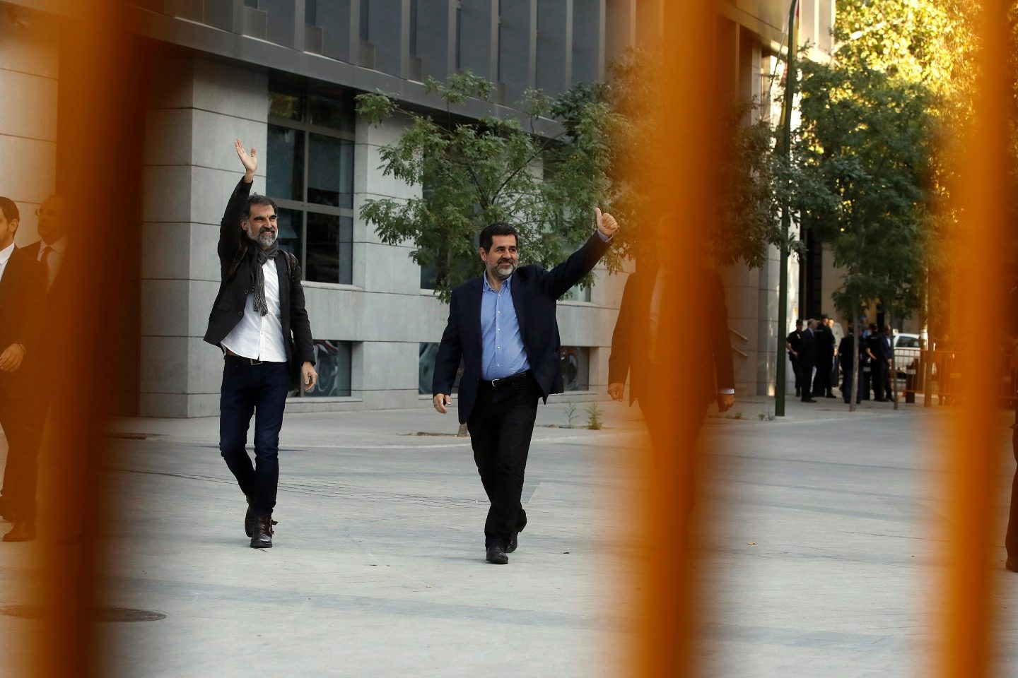 Jordi Cuixart y Jordi Sánchez llegan a la Audiencia Nacional.