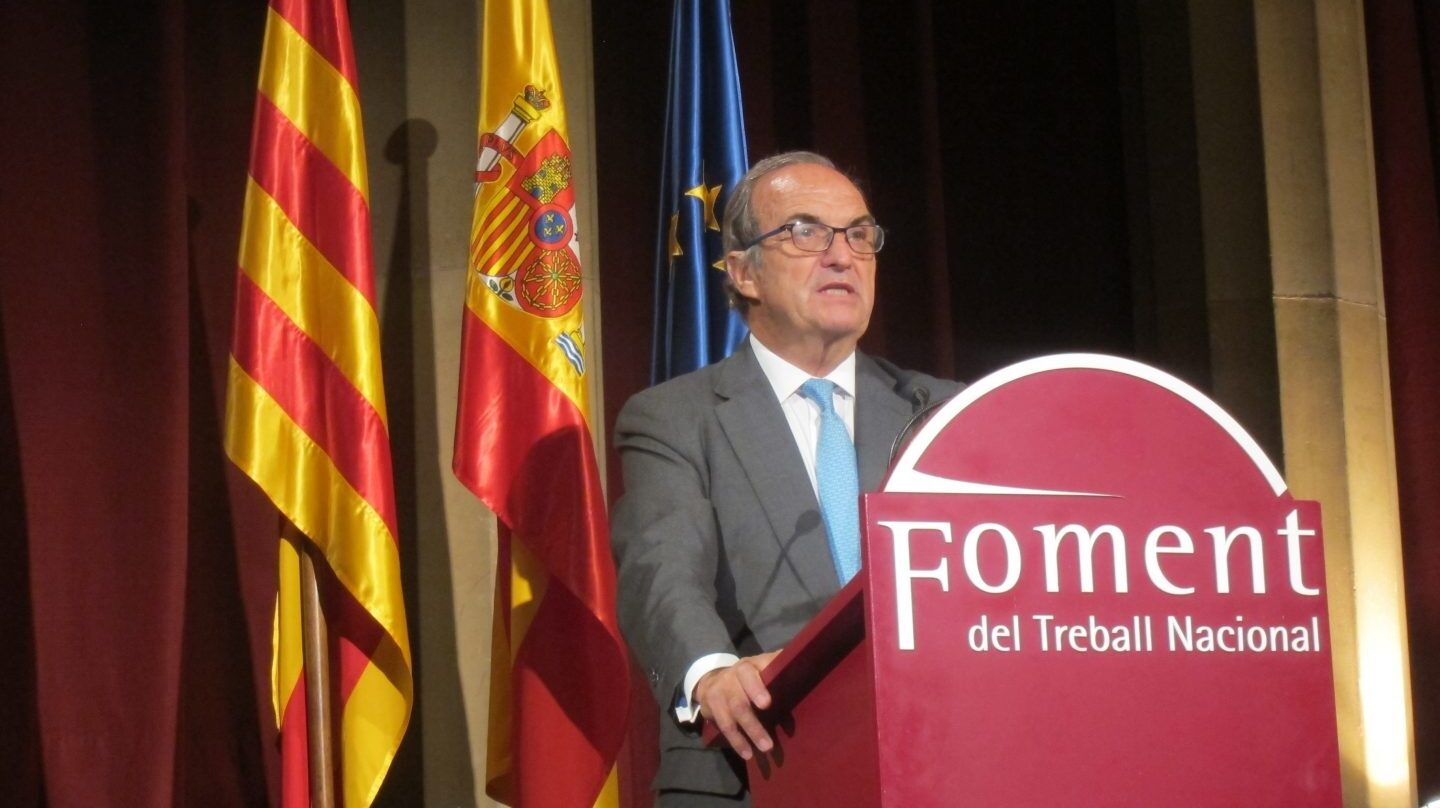 El presidente de Fomento del Trabajo, Joaquim Gay de Montellà, en un acto de la patronal catalana.
