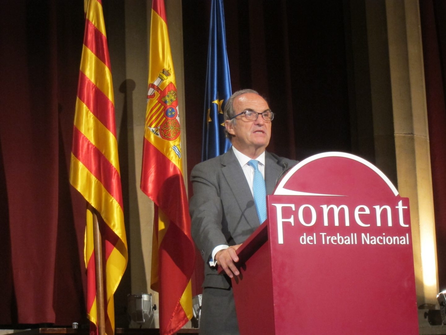 El presidente de Fomento del Trabajo, Joaquim Gay de Montellà, en un acto de la patronal catalana.