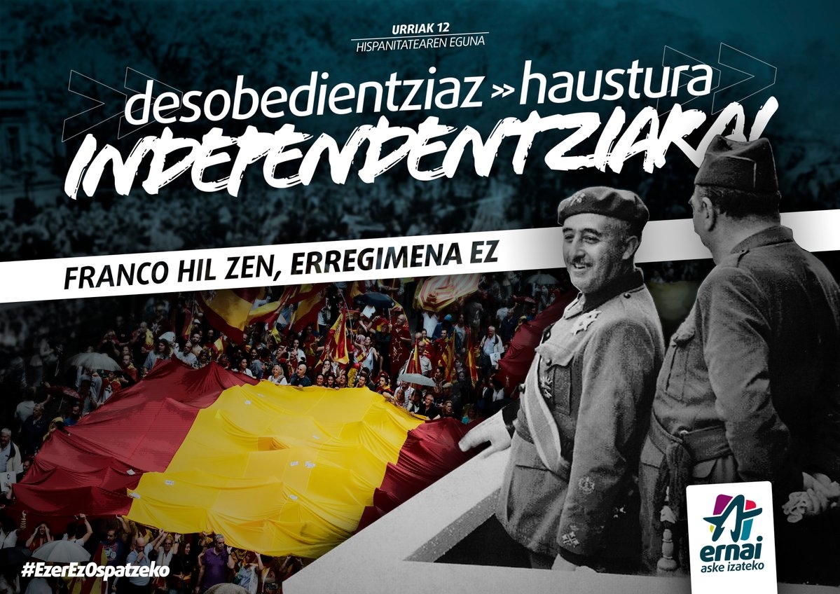 Campaña en contar del 12 de octubre impulsada por las juventudesw de la izquierda abertzale.