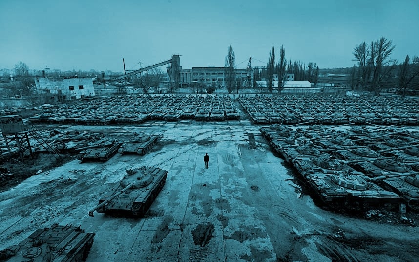 Fábrica soviética de tanques abandonada en Ucrania.