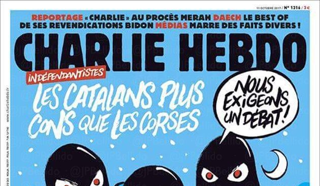 La mofa del semanario 'Charlie Hebdo': "Los catalanes, más tontos que los corsos" Portada del semanario 'Charlie Hebdo' dedicado al desafío independentista catalán.