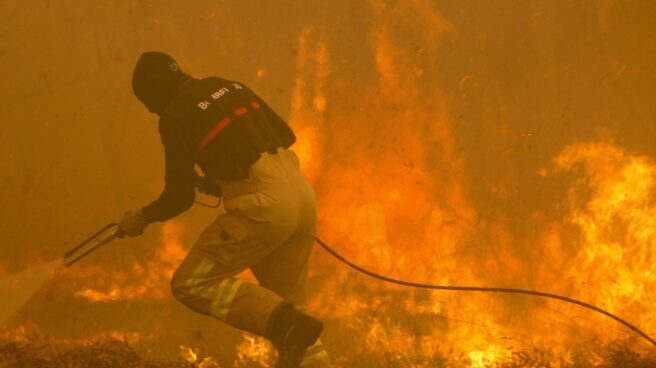 Alrededores de Vigo. Incendio en Galicia: fuego en los alrededores de Vigo.