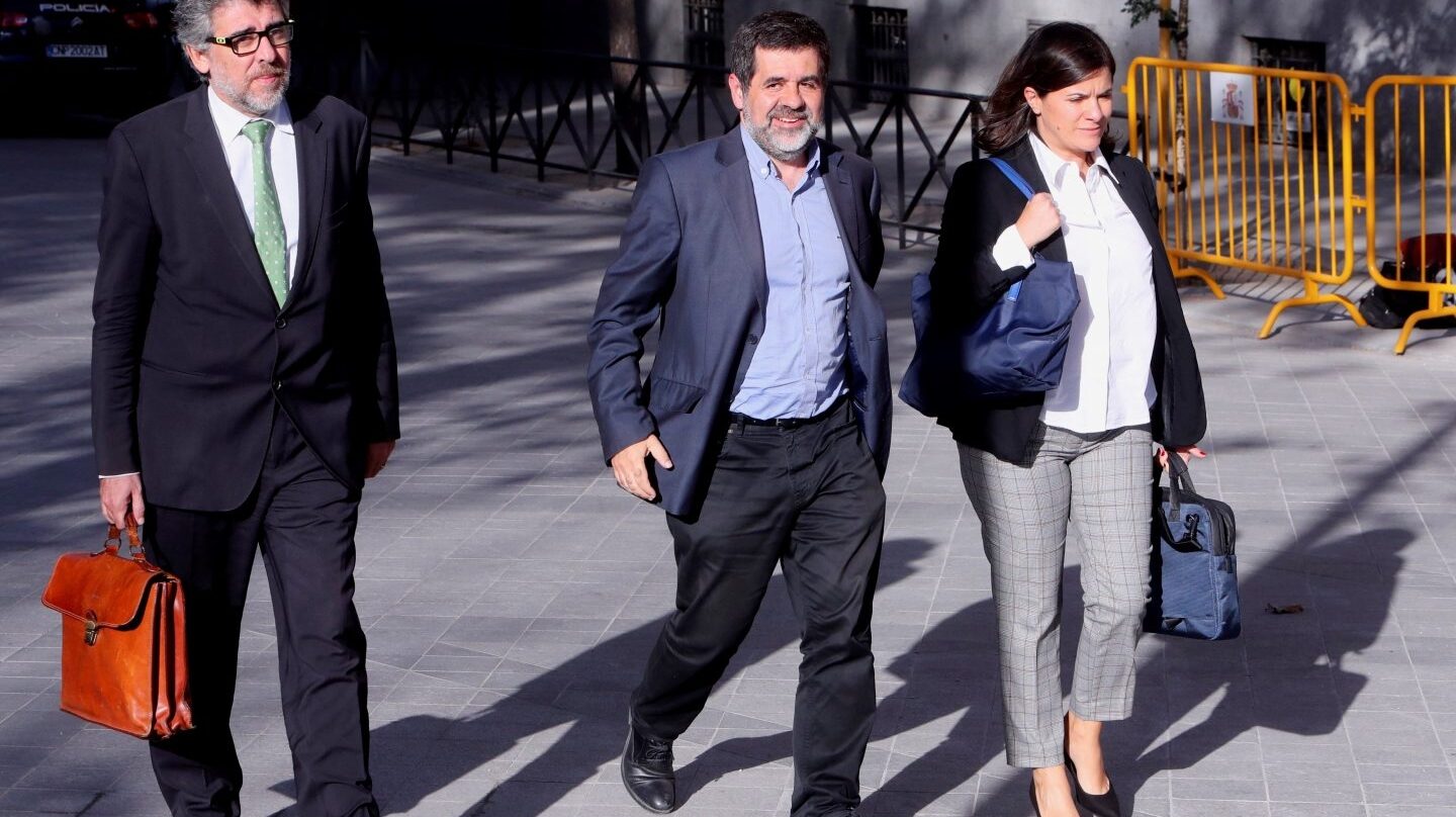 El líder de ANC, Jordi Sánchez, se dirige a la Audiencia Nacional.
