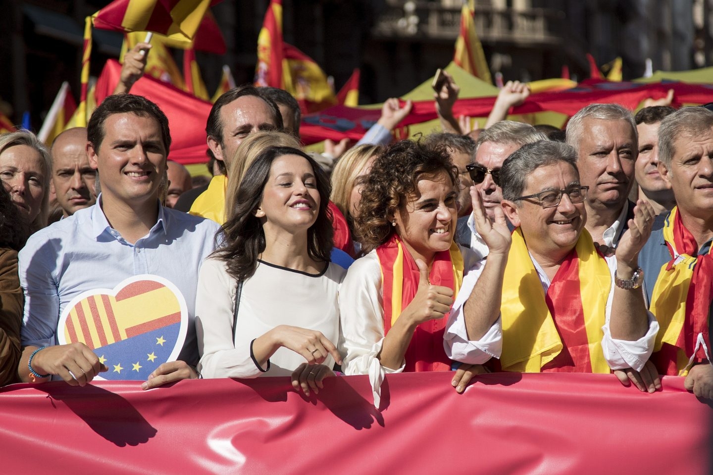 Manifestación 8-O: Rivera, Arrimadas, Montserrat y MIlló.