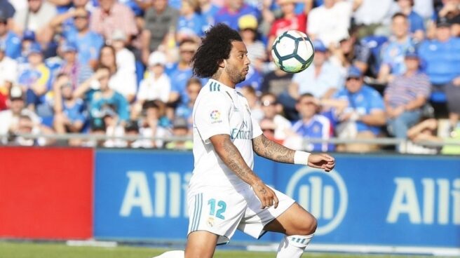 Marcelo Marcelo, jugador del Real Madrid investigado por elusión fiscal, durante un partido de fútbol.