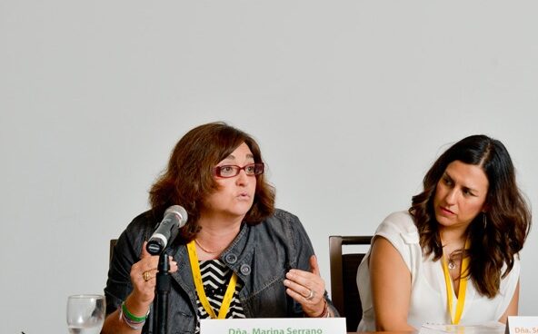 Marina Serrano, nueva presidenta de la patronal eléctrica Unesa, en una conferencia cuando era vocal de la CNE.