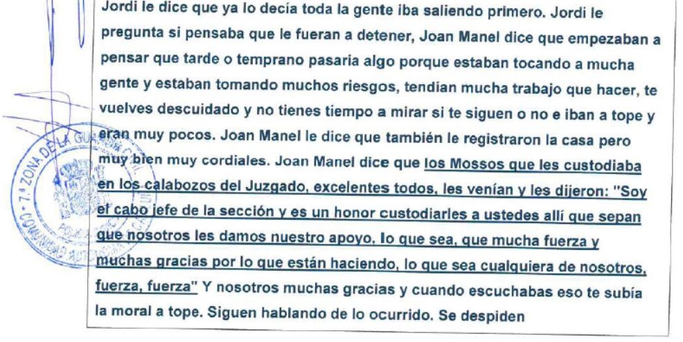 Extracto del atestado de la Guardia Civil.