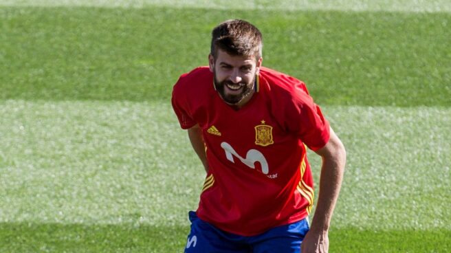 Gerard Piqué, en el entrenamiento con la selección. Gerard Piqué, en el entrenamiento con la selección.