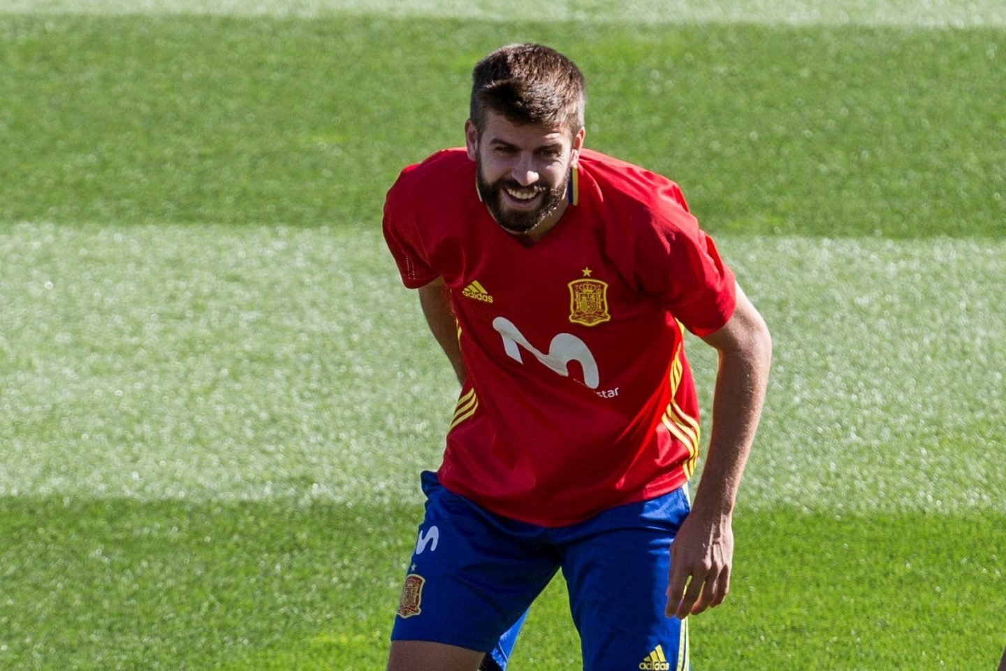 Gerard Piqué, en el entrenamiento con la selección.