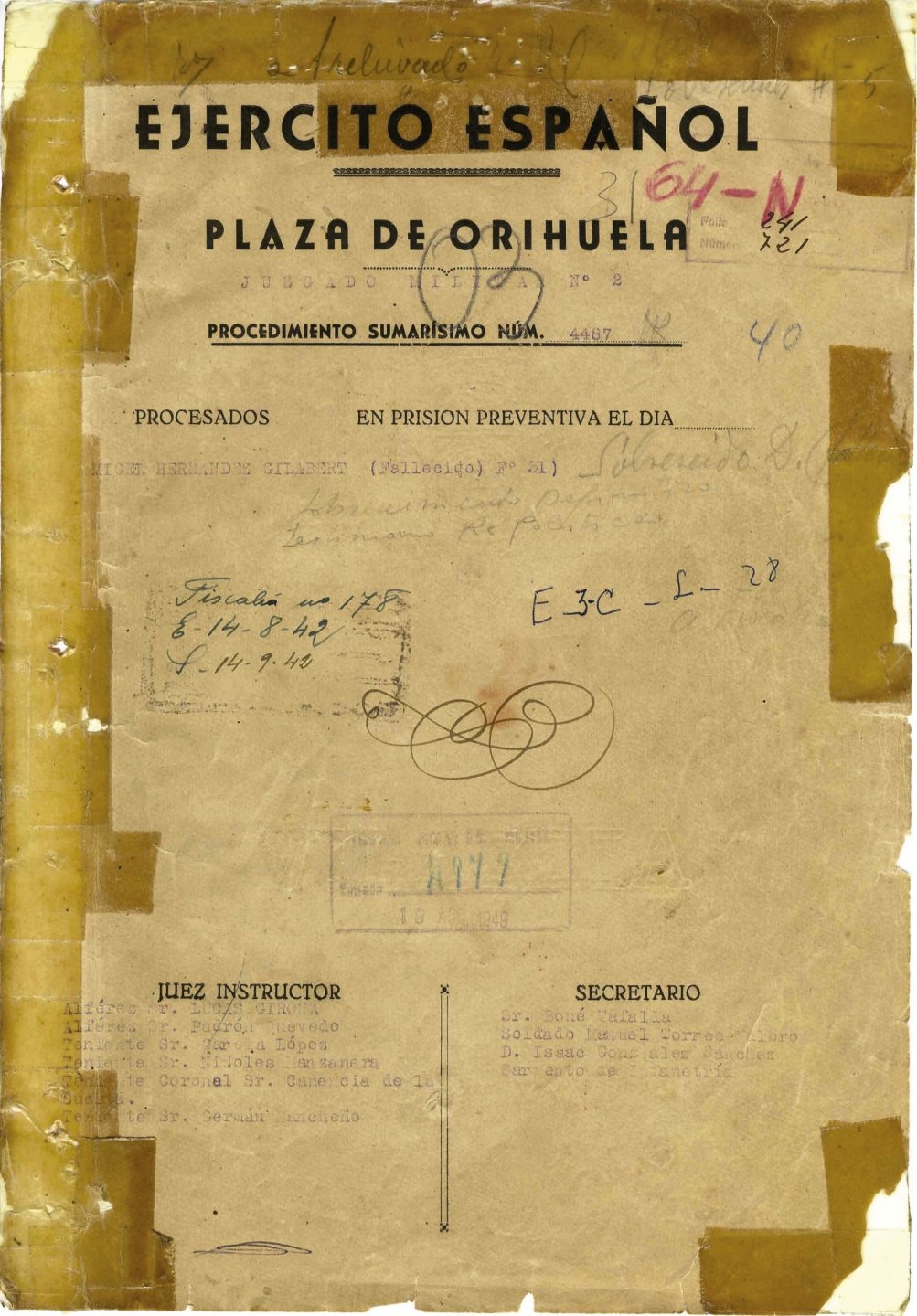 Consejo de Guerra de Orihuela. Archivo Ministerio de Defensa