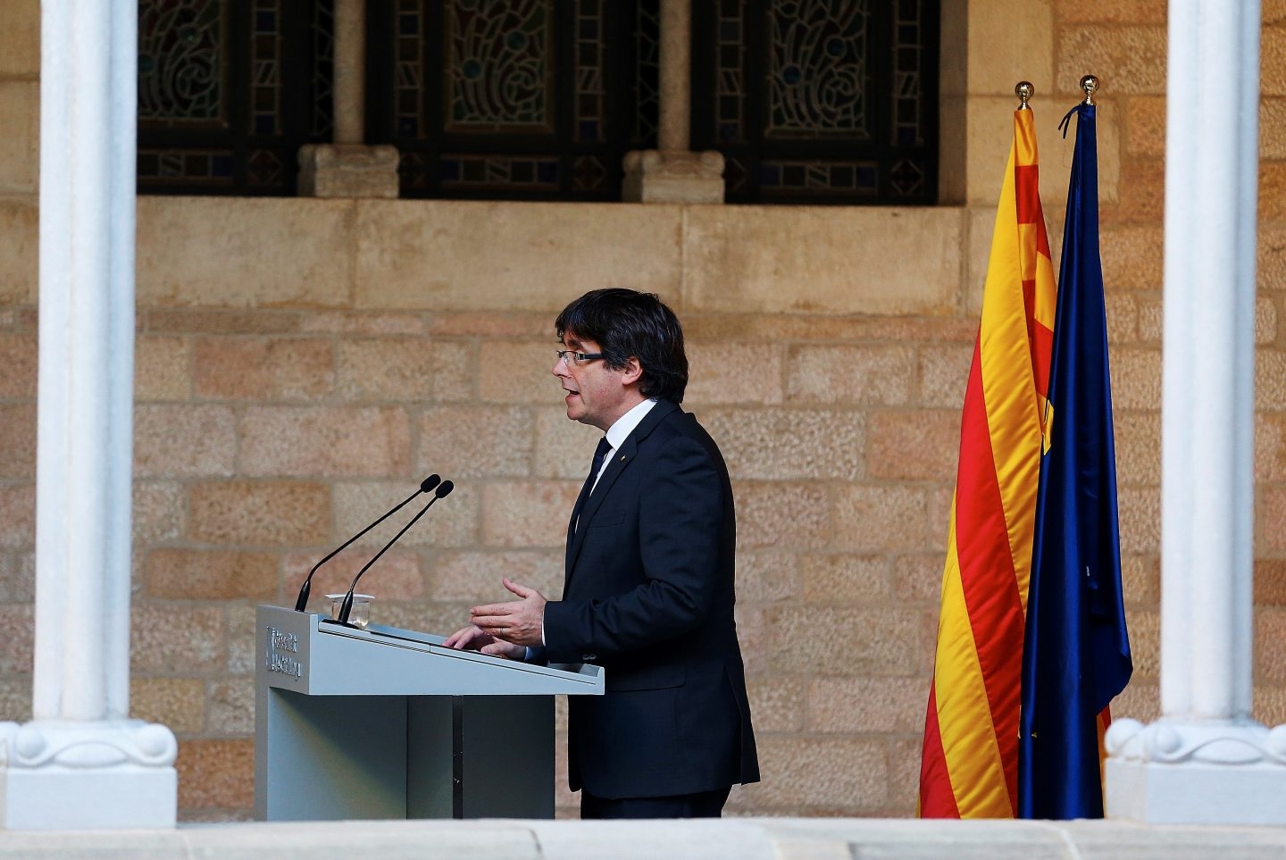 Puigdemont, en su declaración en la Generalitat.