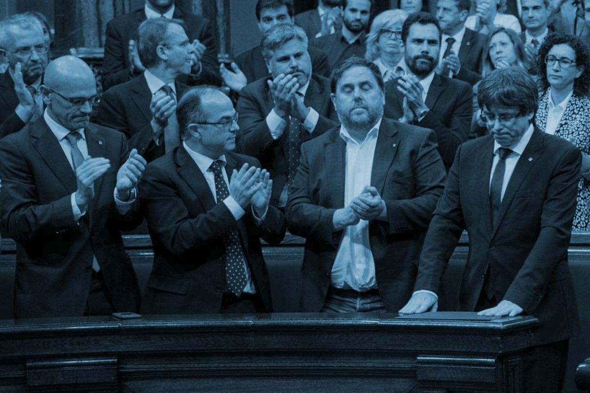 10-O: Puigdemont, tras su discurso en el Parlament.