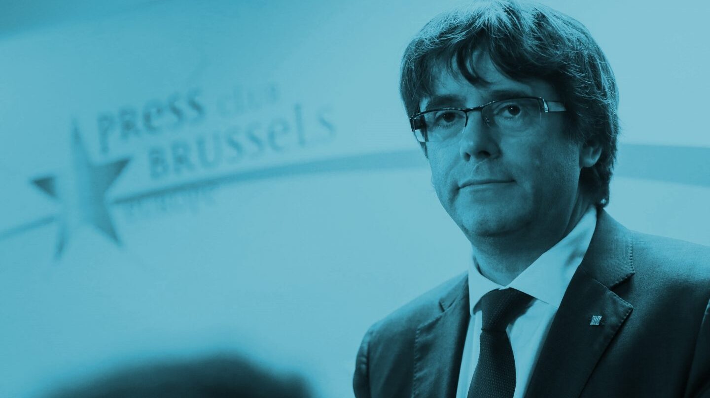 El expresidente de la Generalitat, Carles Puigdemont, durante su comparecencia en Bruselas.