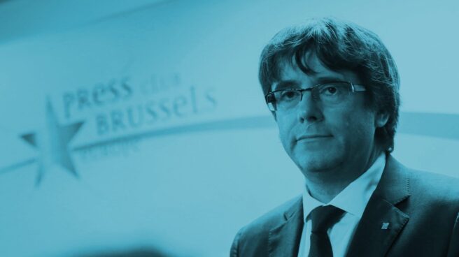 El expresidente de la Generalitat, Carles Puigdemont, durante su comparecencia en Bruselas.