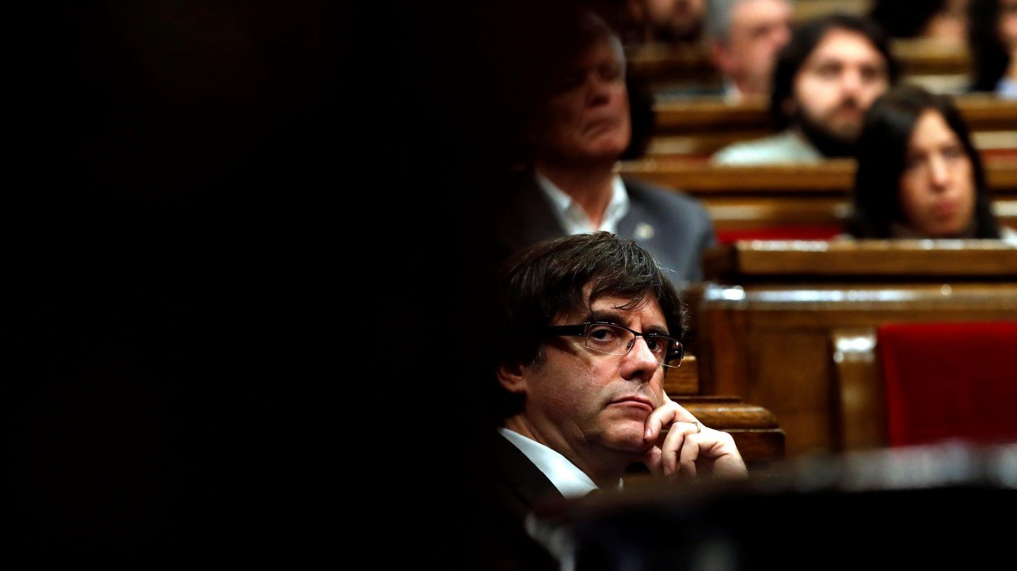 Carles Puigdemont en el Parlament de Cataluña.