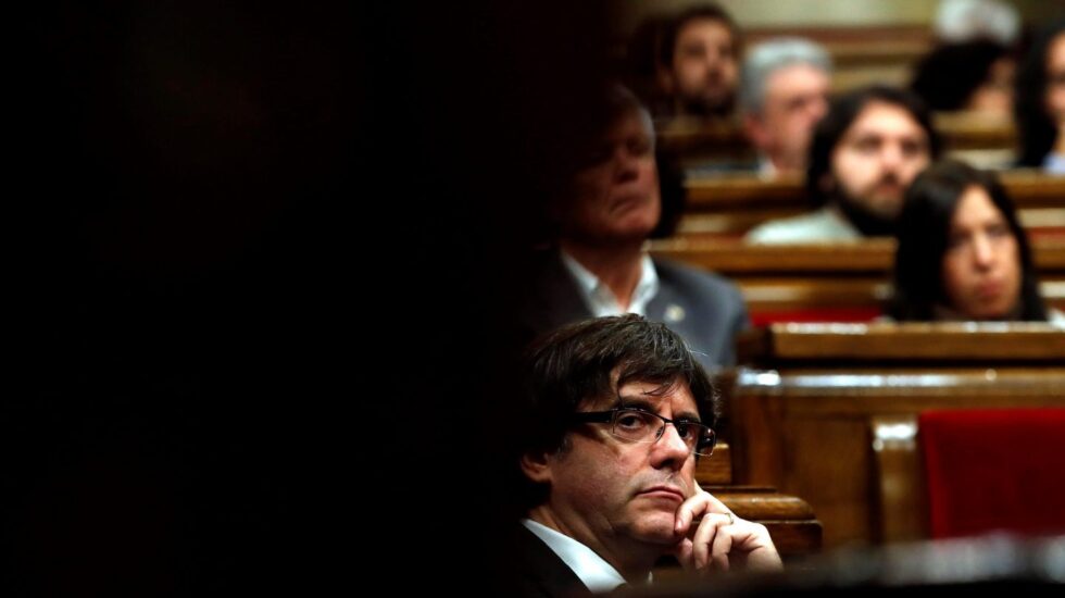 Carles Puigdemont en el Parlament de Cataluña.