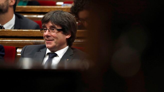 Carles Puigdemont en el Parlament de Cataluña.