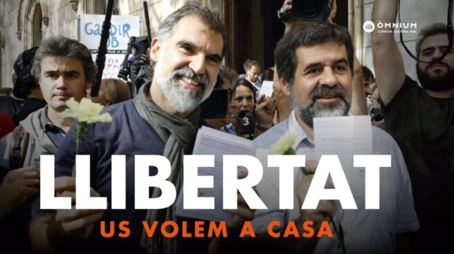 Cartel de libertad para Jordi Cuixart y Jordi Sánchez.