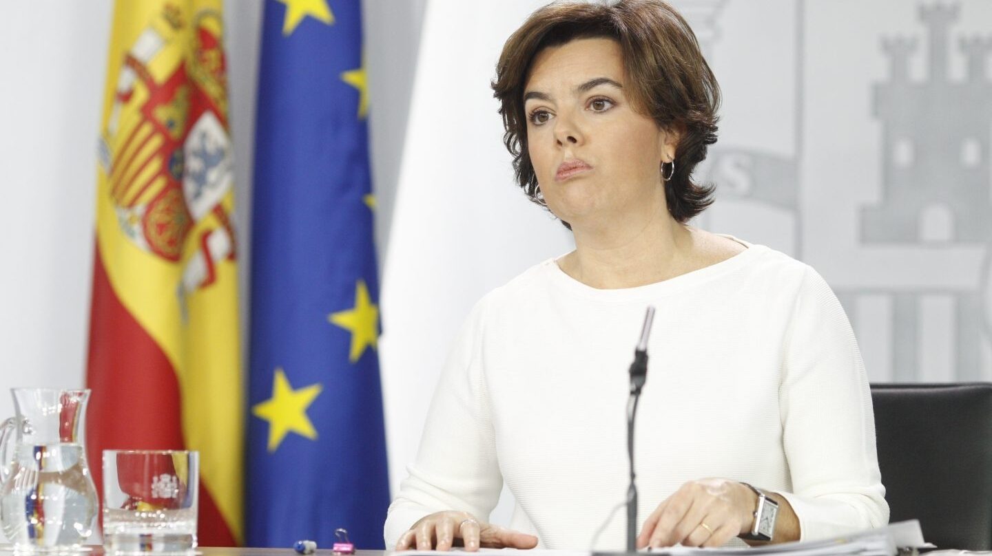 Soraya Sáenz de Santamaría, en la rueda de prensa del Consejo de Ministros.