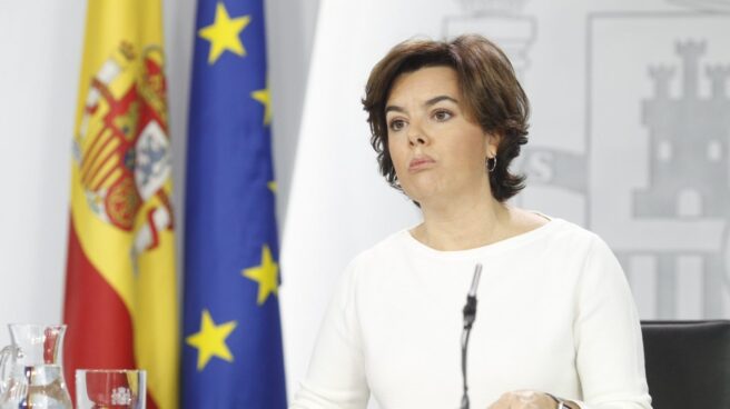 Soraya Sáenz de Santamaría, en la rueda de prensa del Consejo de Ministros.