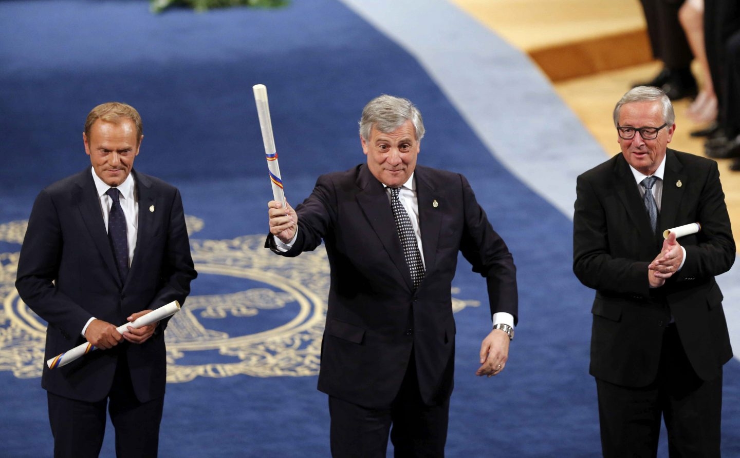 Tusk, Tajani y Juncker recogen el Princesa de Asturias.
