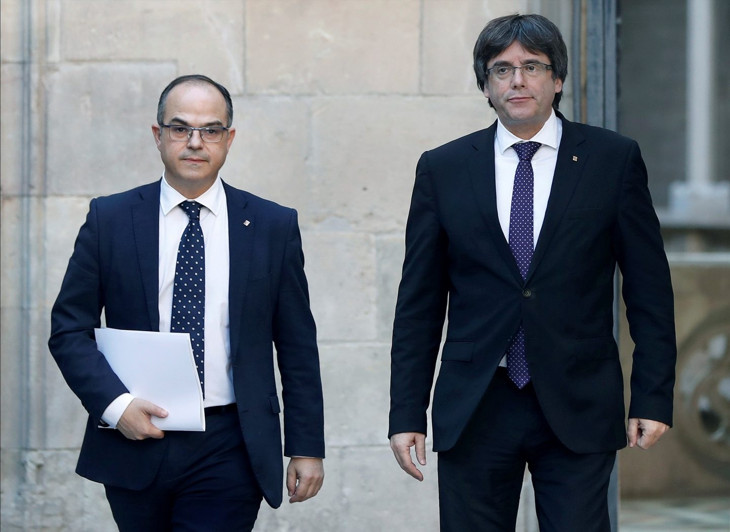 Turull y Puigdemont, en la sede de la Generalitat.