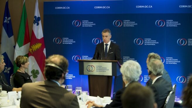 El lehendakari Iñigo Urkullu durante su intervención en Montreal.