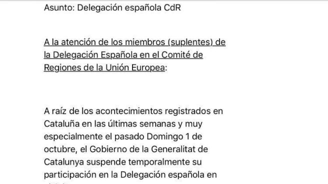 Texto del e-mail enviado por Altafaj a los suplentes de la delegación española.