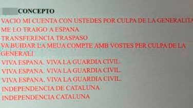 Los clientes de los bancos catalanes en sus transferencias: “Viva España. Vacío mi cuenta”
