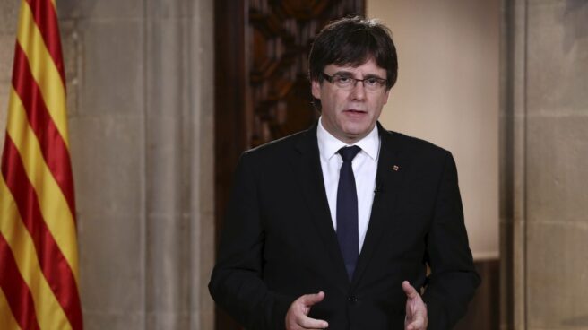 Momento del discurso de Carles Puigdemont. Momento del discurso de Carles Puigdemont.