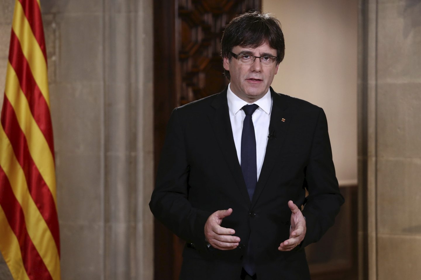 Momento del discurso de Carles Puigdemont.