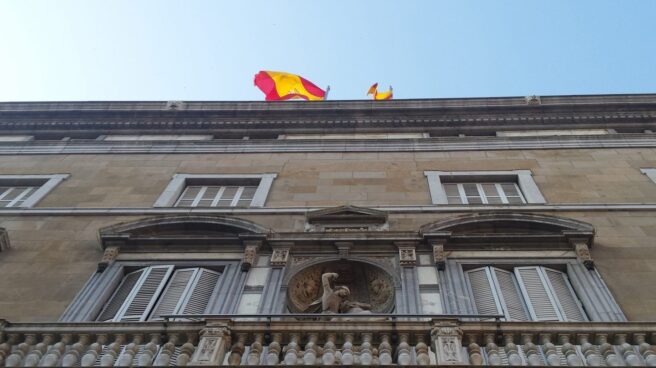 Fachada de la Generalitat de Cataluña el día de la declaración unilateral de independencia.