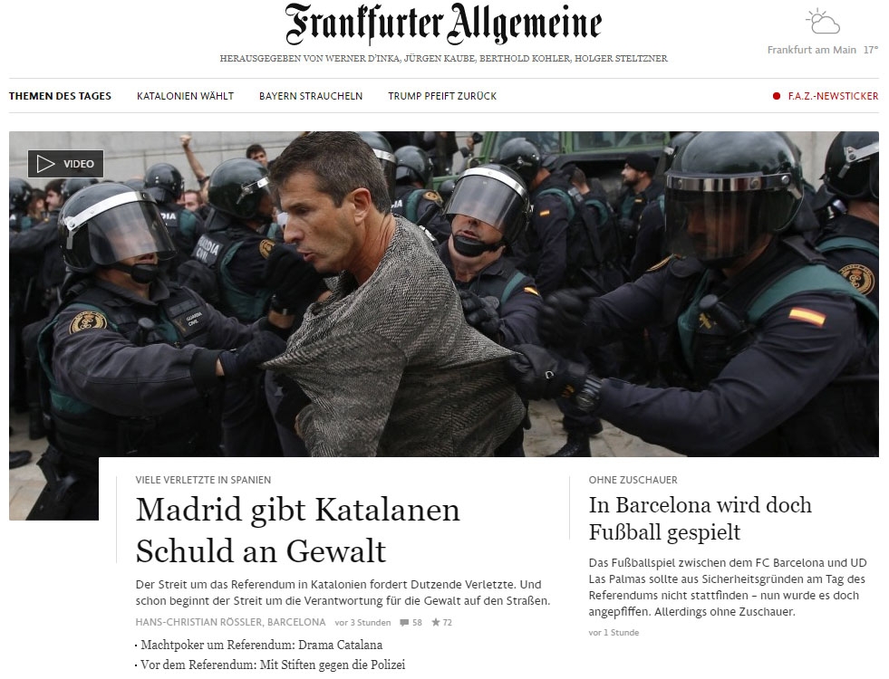 Portada del Frankfurter Allgemeine.