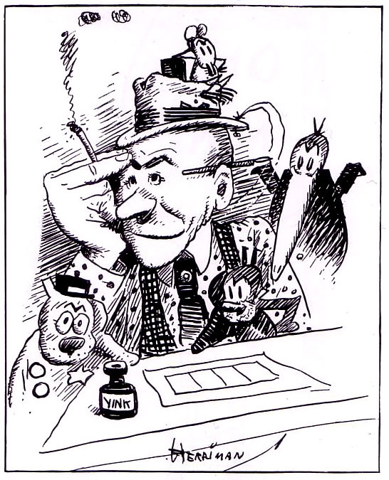 Autorretrato de George Herriman junto a sus personajes.