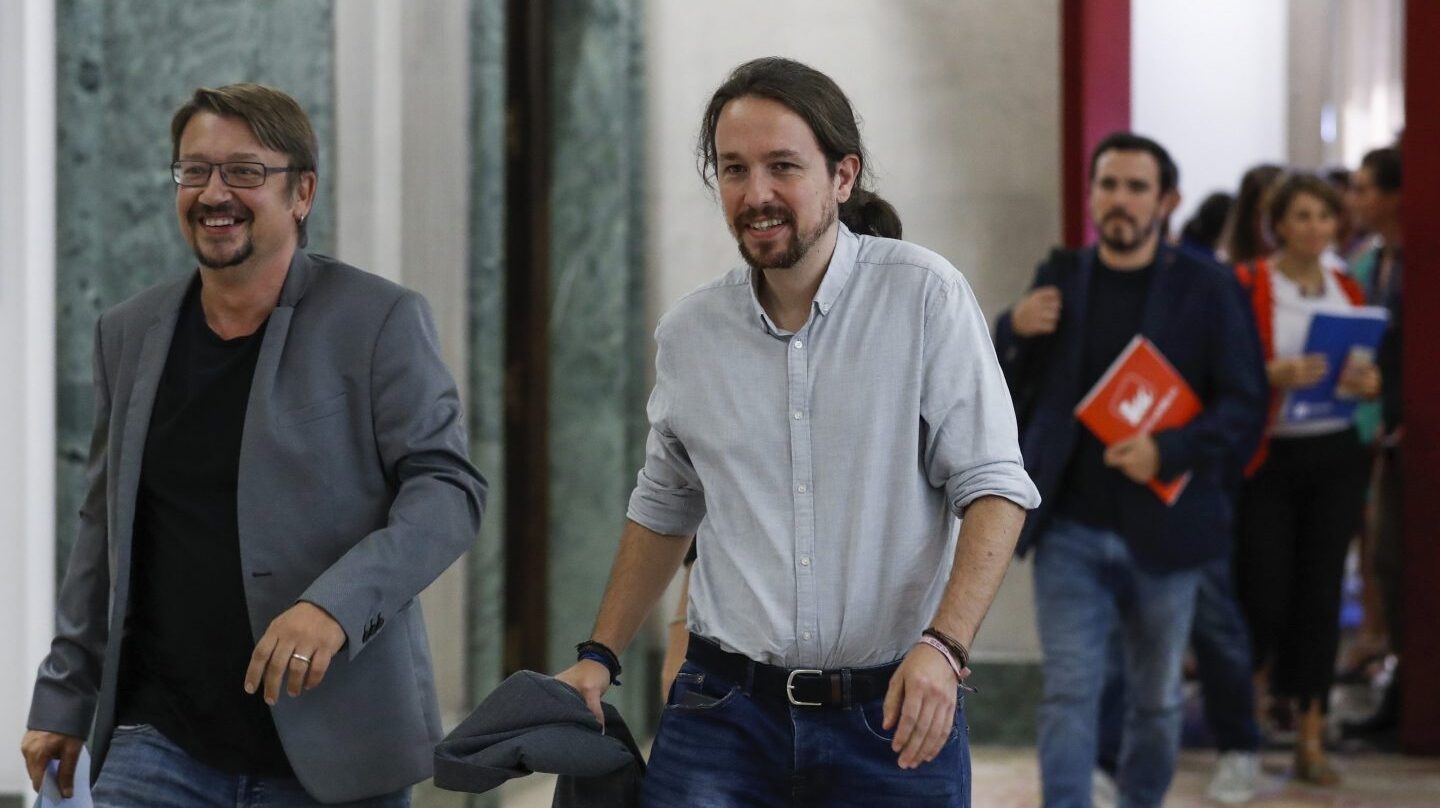 Pablo Iglesias, junto a Xavier Domènech.
