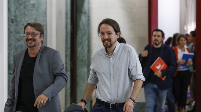 Pablo Iglesias, junto a Xavier Domènech. Pablo Iglesias, junto a Xavier Domènech.