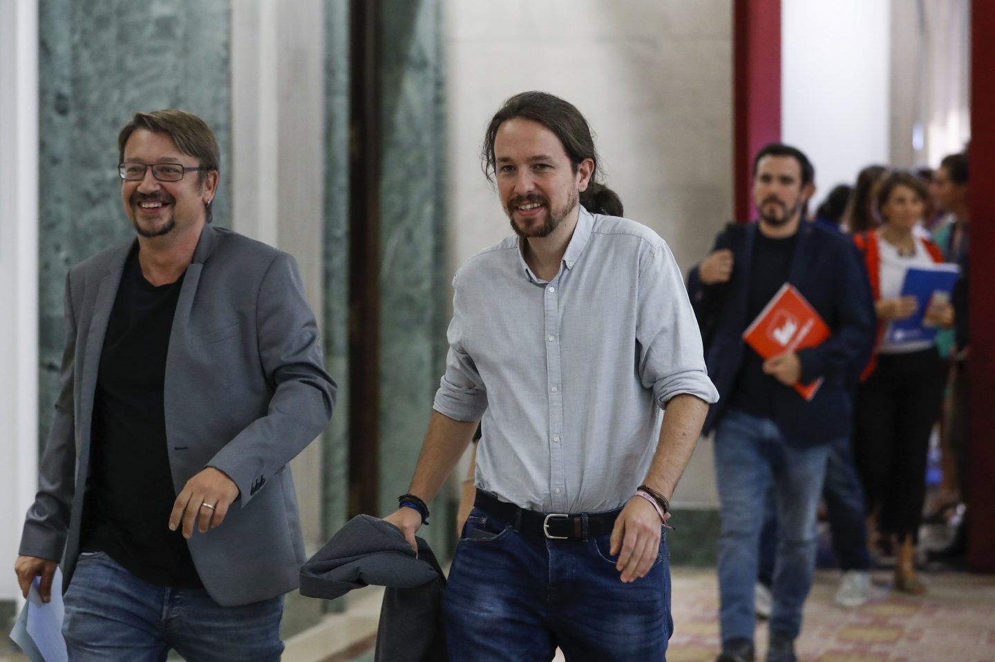 Pablo Iglesias, junto a Xavier Domènech.