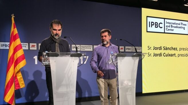 jordi sanchez y cuixart Jordi Cuixart (Òmnium) y Jordi Sánchez (ANC).