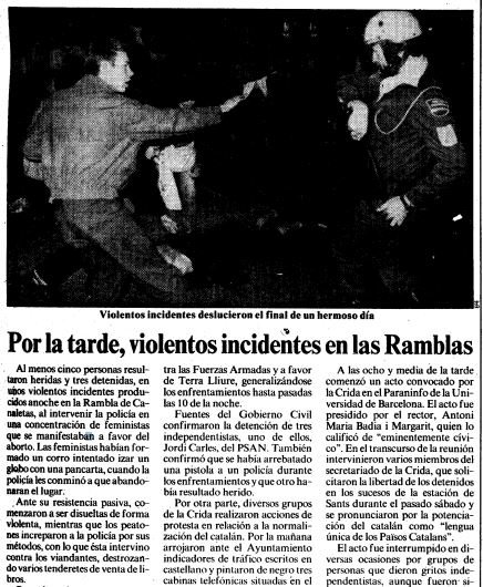 Noticia publicada por La Vanguardia el 24 de abril de 1985.